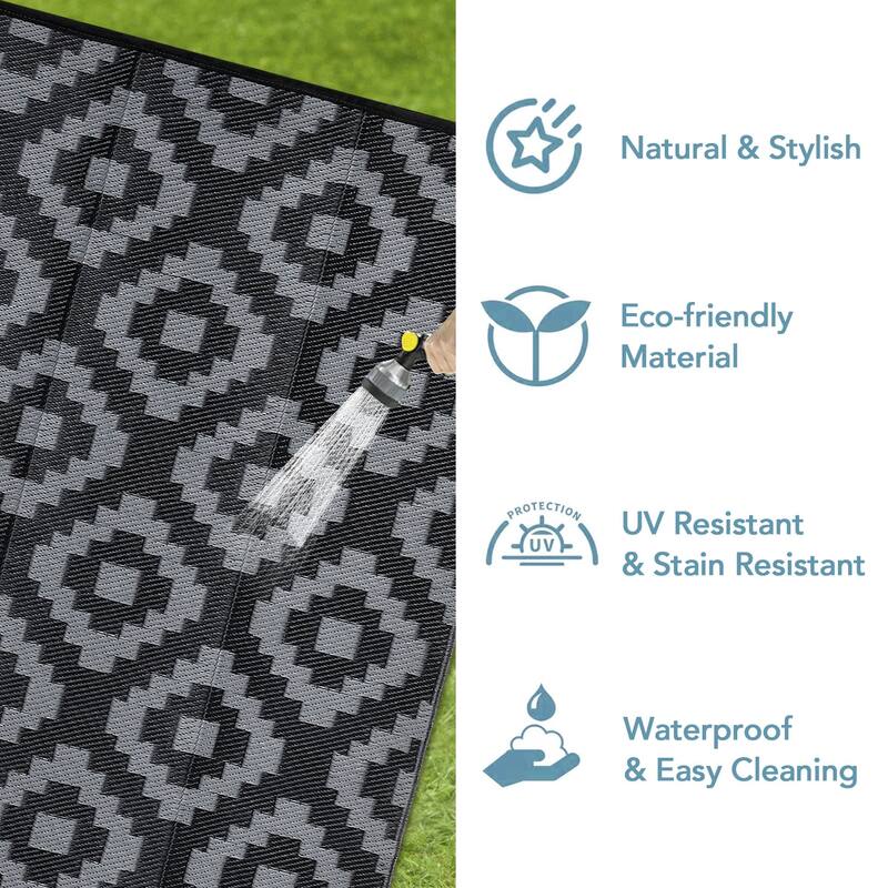 Outdoor Rug Waterproof Plastic Straw Rug Reversible Rug for Patios Decks Porch Camper Balcony Backyard
