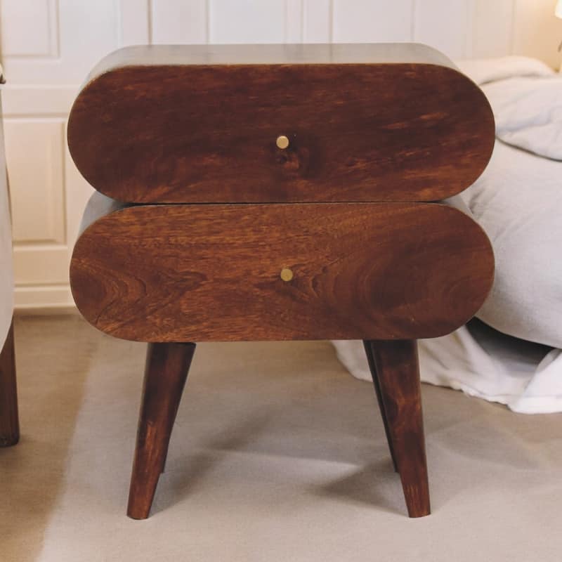 Artisan Furniture Solid Wood Bubble Chestnut Bedside, Brown with Two Drawers