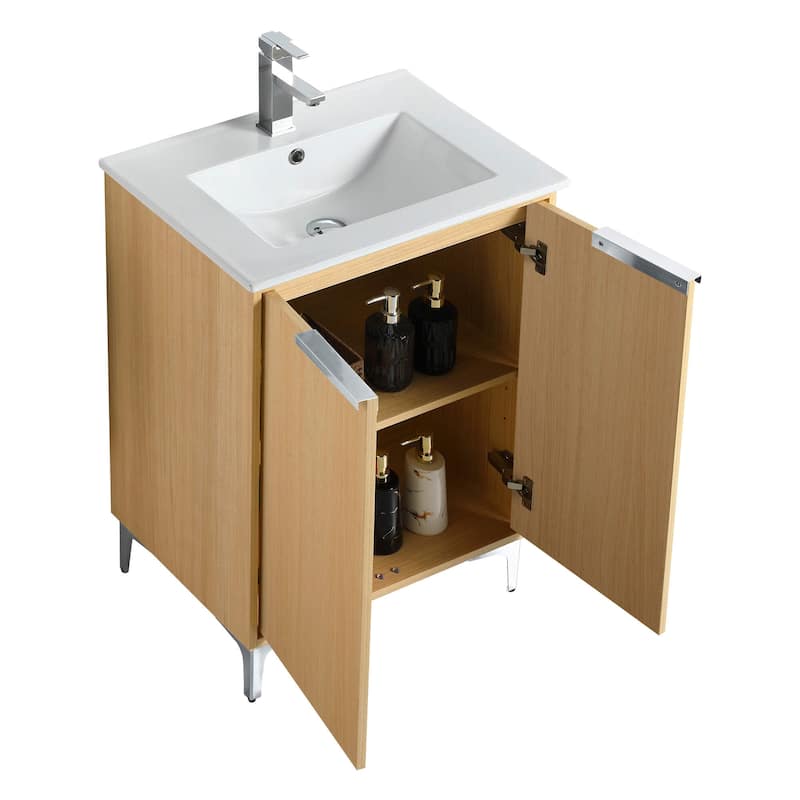 Fine Fixtures Wilmington Bathroom Vanity with White Ceramic Sink.