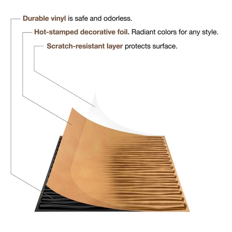 FASÄDE Traditional Style 3 Decorative Vinyl 2ft x 2ft Lay in Ceiling Panel in Gloss White (5 Pack)