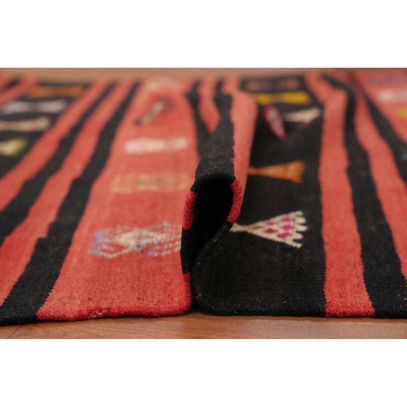 Hand Woven Oriental 100% Wool Carpet Southwestern Tribal Oranges & Rust Kilim Area Rug - 8' 9'' X 4' 8''