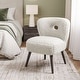 preview thumbnail 2 of 6, BELLEZE Modern Sherpa Accent Chair with Solid Wood Legs - White