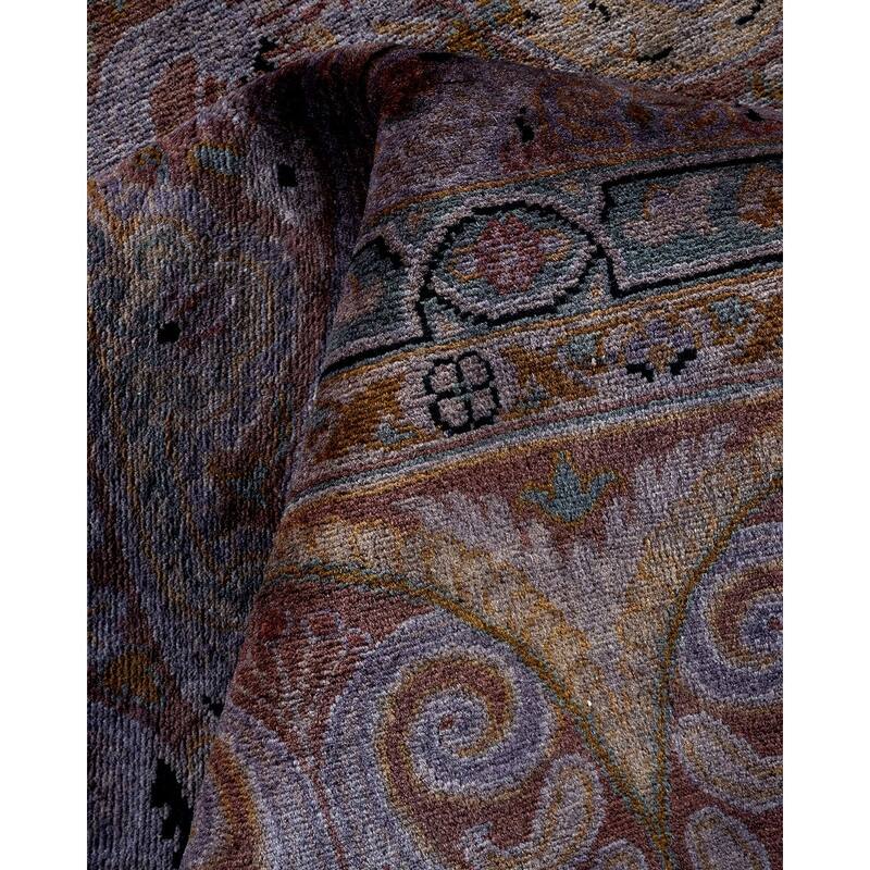 Overton Hand Knotted Wool Vintage Inspired Modern Contemporary Overdyed Gray Area Rug - 6' 2" x 9' 2"