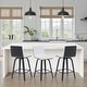 preview thumbnail 54 of 78, Skara Mid-Century Swivel Counter Stool, Upholstered Counter Height Chair with Bentwood Legs Set of 3 - White Faux Leather & Black