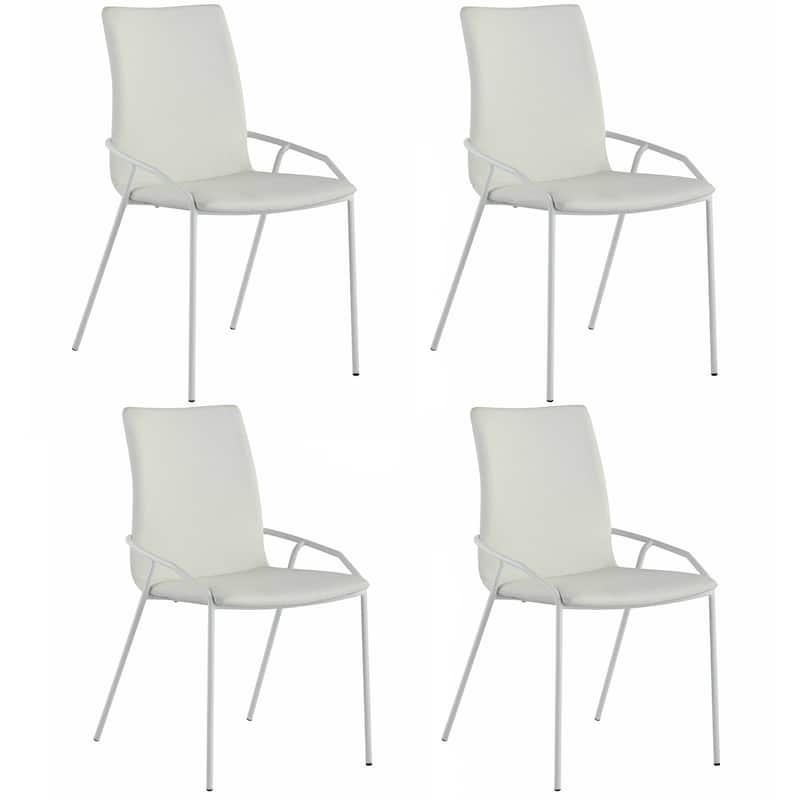 Somette Contemporary White Upholstered Side Chair, Set of 4