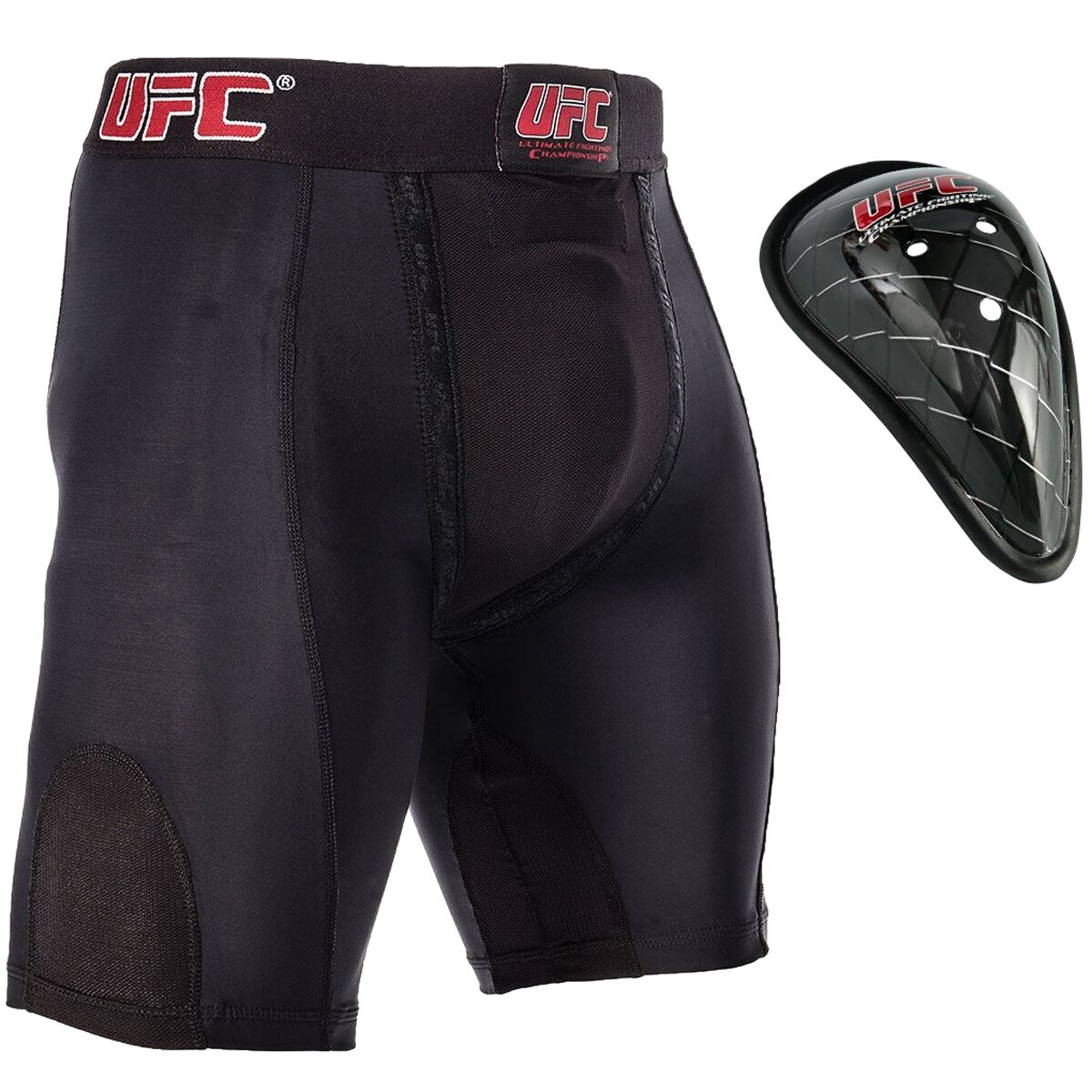Shop Ufc Compression Shorts With Contoured Rubber Cup Black