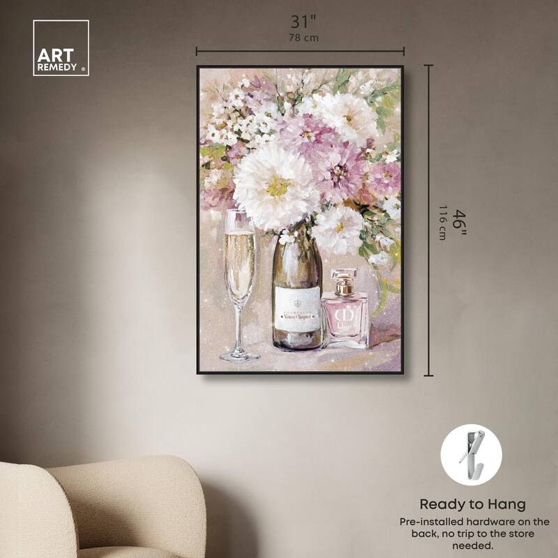 Light Floral Champagne Vase Canvas by Art Remedy