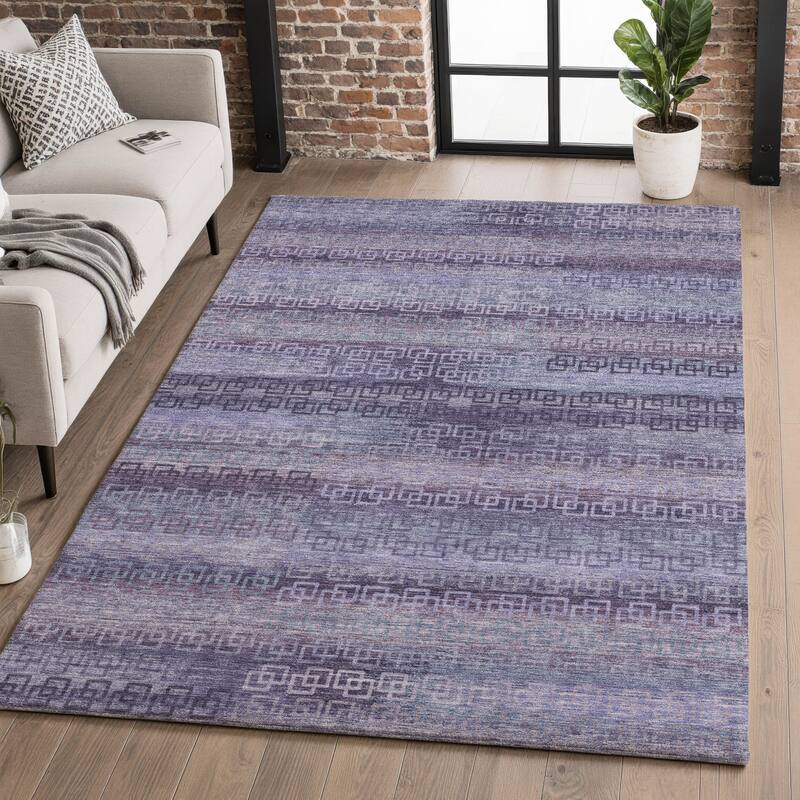 Premium Washable Super Soft Modern Stripe Mayfield Rug - Plum - 10' x 14'