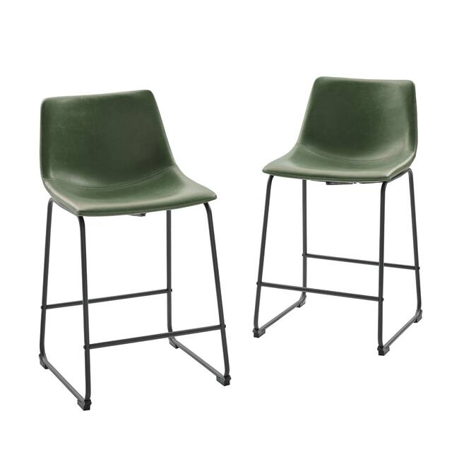 Middlebrook Prusiner 24-inch Faux Leather Counter Stool, Set of 2