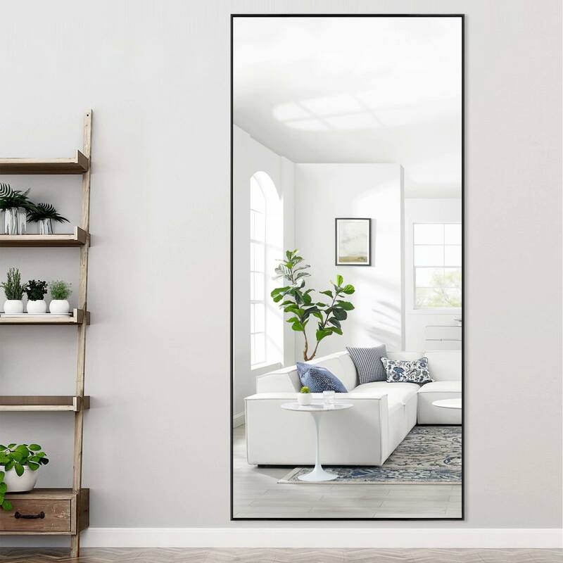 Modern Full Length Floor Mirror - 64x21 - Black
