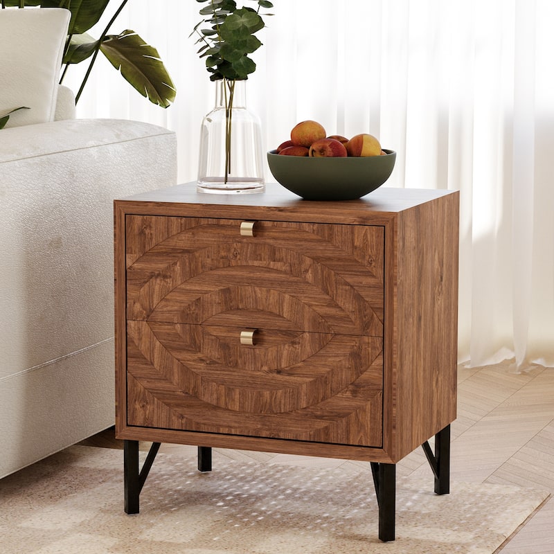 SUNBURY Mid-Century Modern Nightstands with Drawers (Set of 2) - Circle - 2-drawer