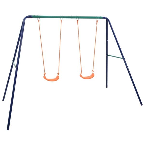 slide 2 of 7, vidaXL Swing Set with 2 Seats Steel
