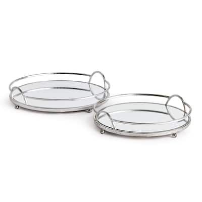 Hudson Mirrored Trays, Set Of 2 - Set of 2 Glass
