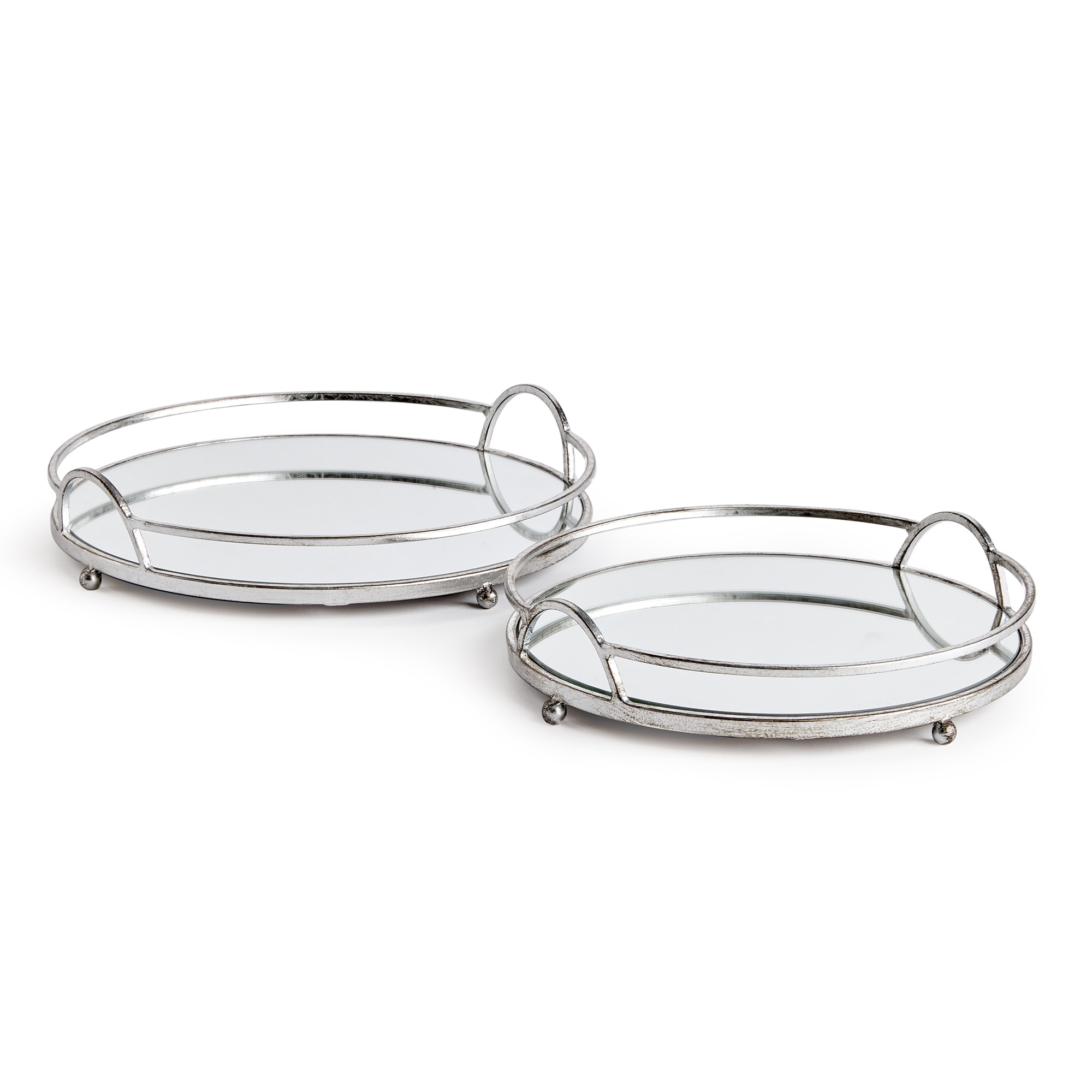 Hudson Mirrored Trays, Set Of 2 - Set of 2 Glass
