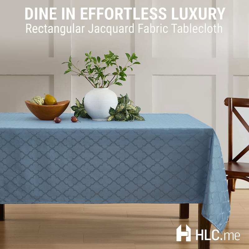 HLC.me Modena Lattice Fabric Tablecloth, Jacquard Fabric Table Cloth for Round Rectangle Table Advanced Water & Fade Resistance
