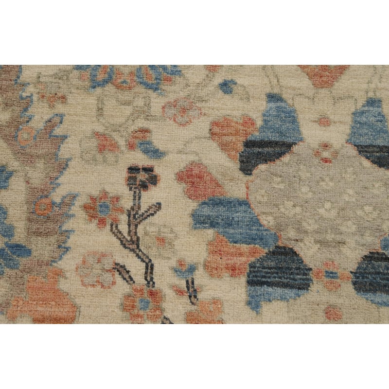 Hand Knotted Oriental 100% Wool Carpet Transitional All-Over Beige & Ivories Oushak Area Rug - 11' 10'' X 9' 0''