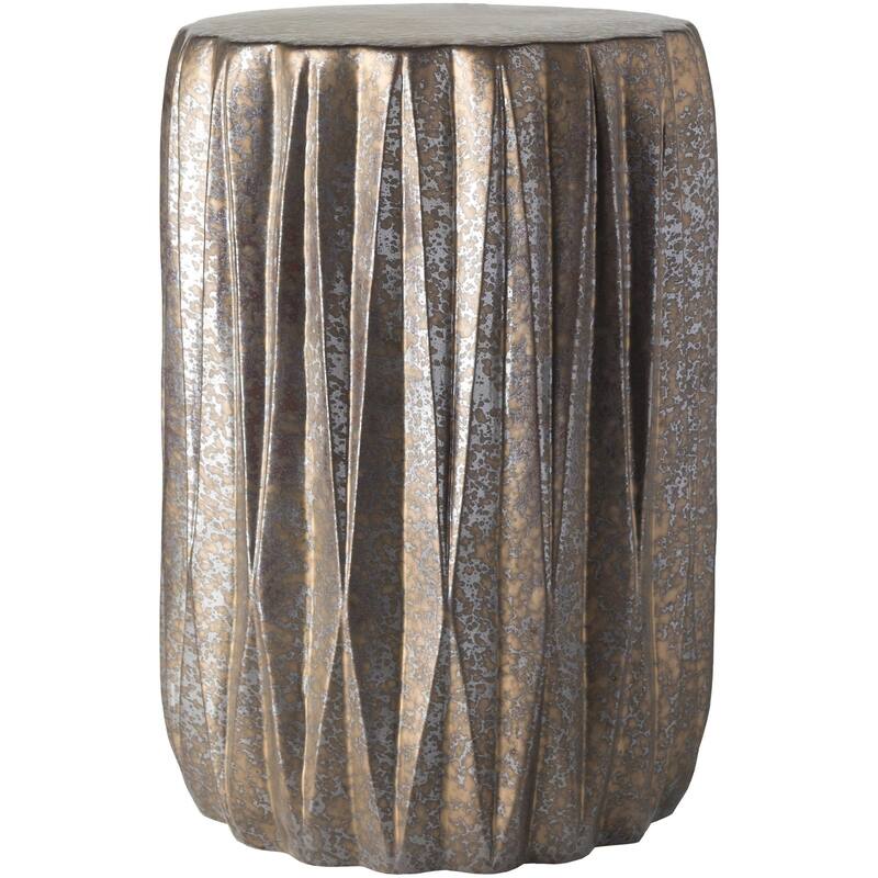 Brigida Indoor/Outdoor Modern Metallic Ceramic Garden Stool - 17"H x 12"W x 12"D
