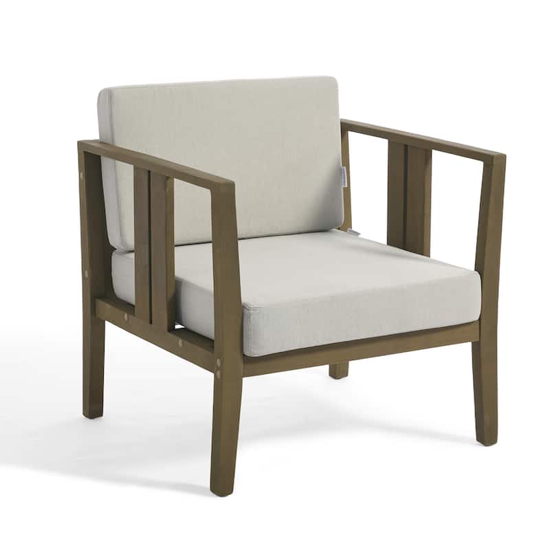 Casual 29"W Outdoor Patio Armchair Set In Solid Teak Wood with Cushion