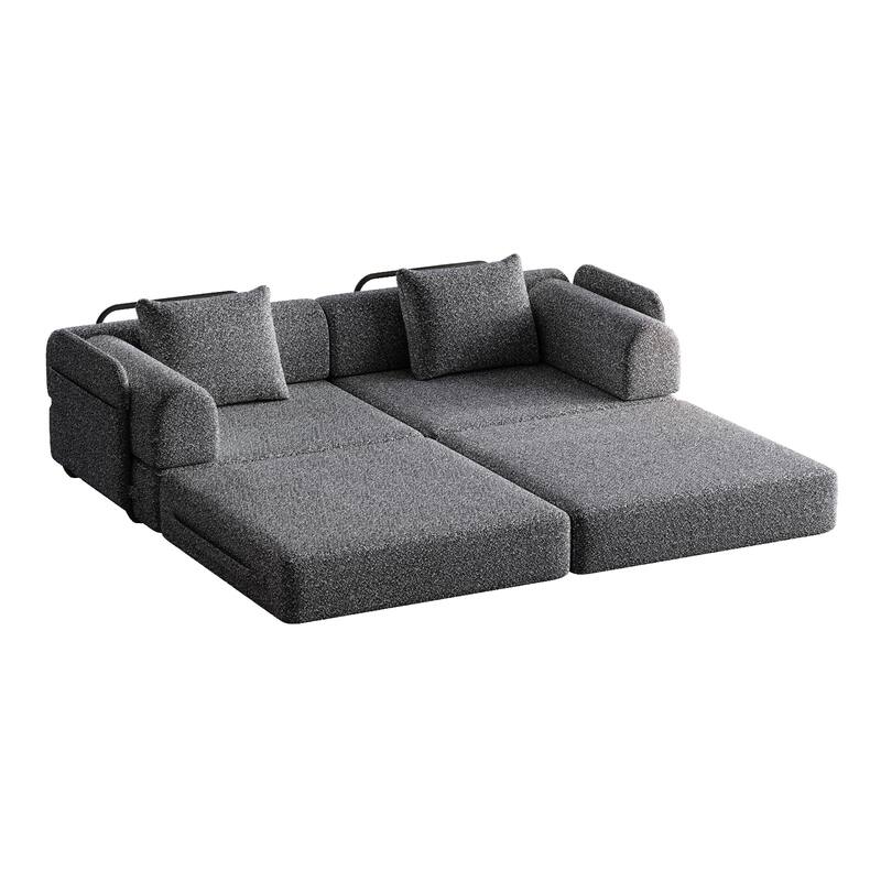 Floor Standing Chenille Sleeper Sofa Bed Folding Loveseat Couch