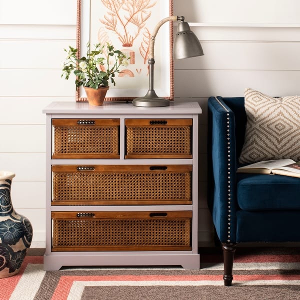 slide 2 of 11, SAFAVIEH Jackson Grey 4-drawer Wicker Basket Storage Unit