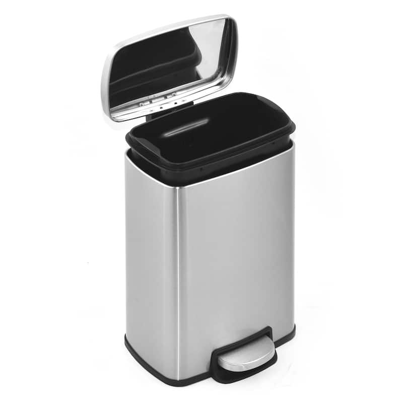 Innovaze 1.3 Gal./5 Liter Rectangular Stainless Steel Step-on Trash Can for Bathroom and Office