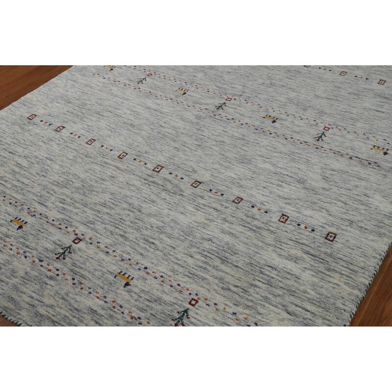 Hand Knotted Oriental 100% Wool Carpet Tribal Animal Pictorial Beige & Ivories Gabbeh Area Rug - 7' 10'' X 5' 5''