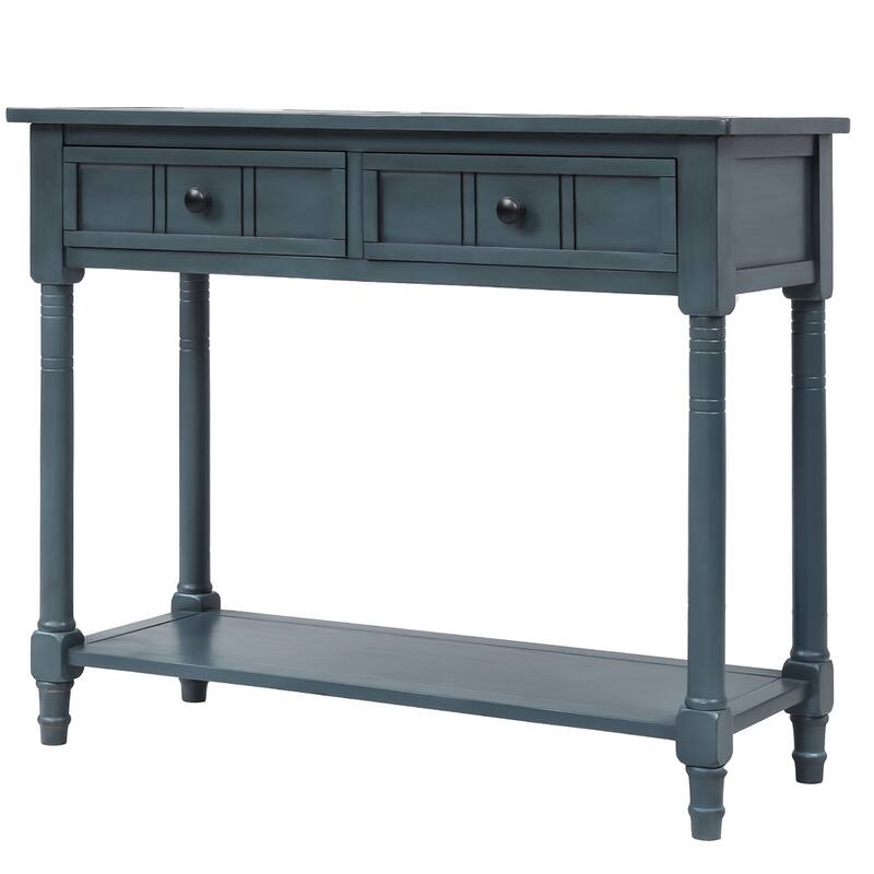 Traditional Console Table with 2-Drawers and Bottom Shelf