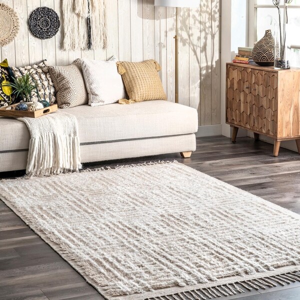 Nuloom Crissy Crosshatch Shag Wool Area Rug - Bed Bath
