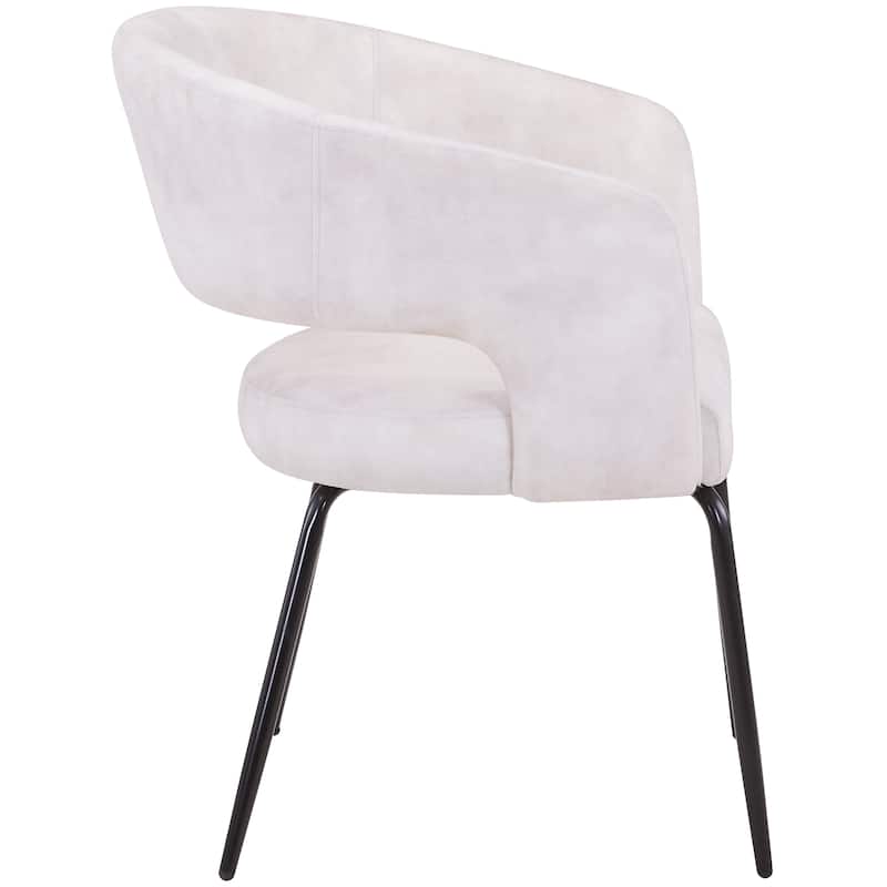 Open Back Dining Chair Upholstered in Leather or Velvet with Iron Legs Set of 2