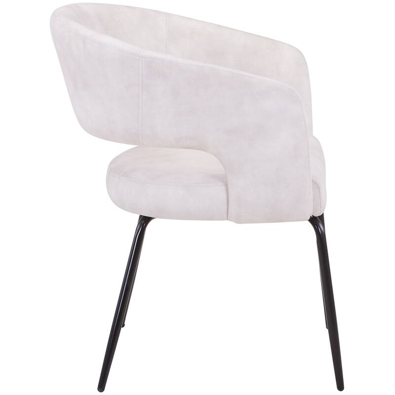 Open Back Dining Chair Upholstered in Leather or Velvet with Iron Legs Set of 4