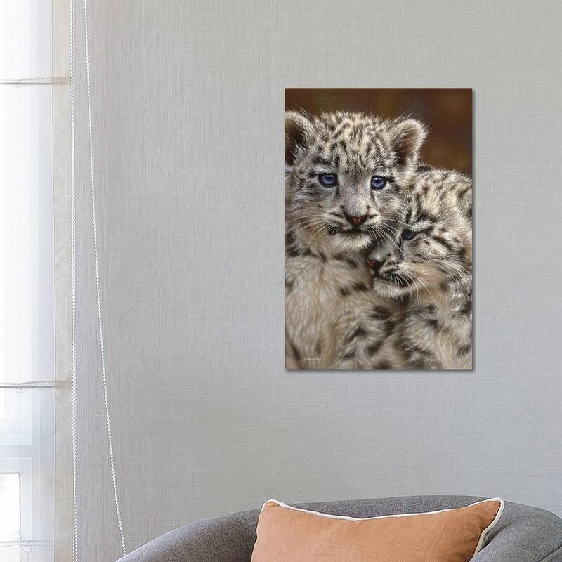 iCanvas "Snow leopard Cub Playmates, Vertical" by Collin Bogle Canvas Print - 26x18x1.5