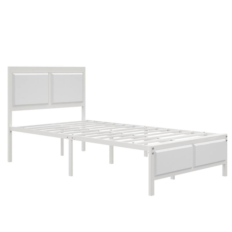 VECELO Platform Bed Frame with Wooden Headboard, Heavy Duty Steel Slats Support, No Box Spring Needed