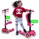 preview thumbnail 2 of 4, Hurtle ScootKid 3 Wheel Toddler Child Ride On LED Wheel Scooter, Pink (2 Pack) - 9