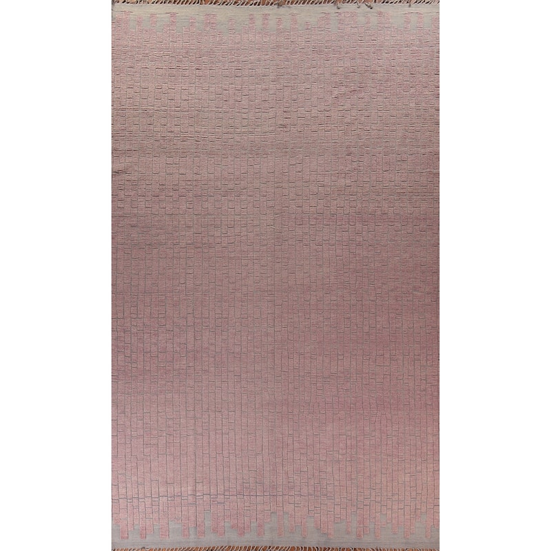 All-Over Pink Moroccan Oriental Large Area Rug Handmade Wool Carpet - 11'8"x 17'9"
