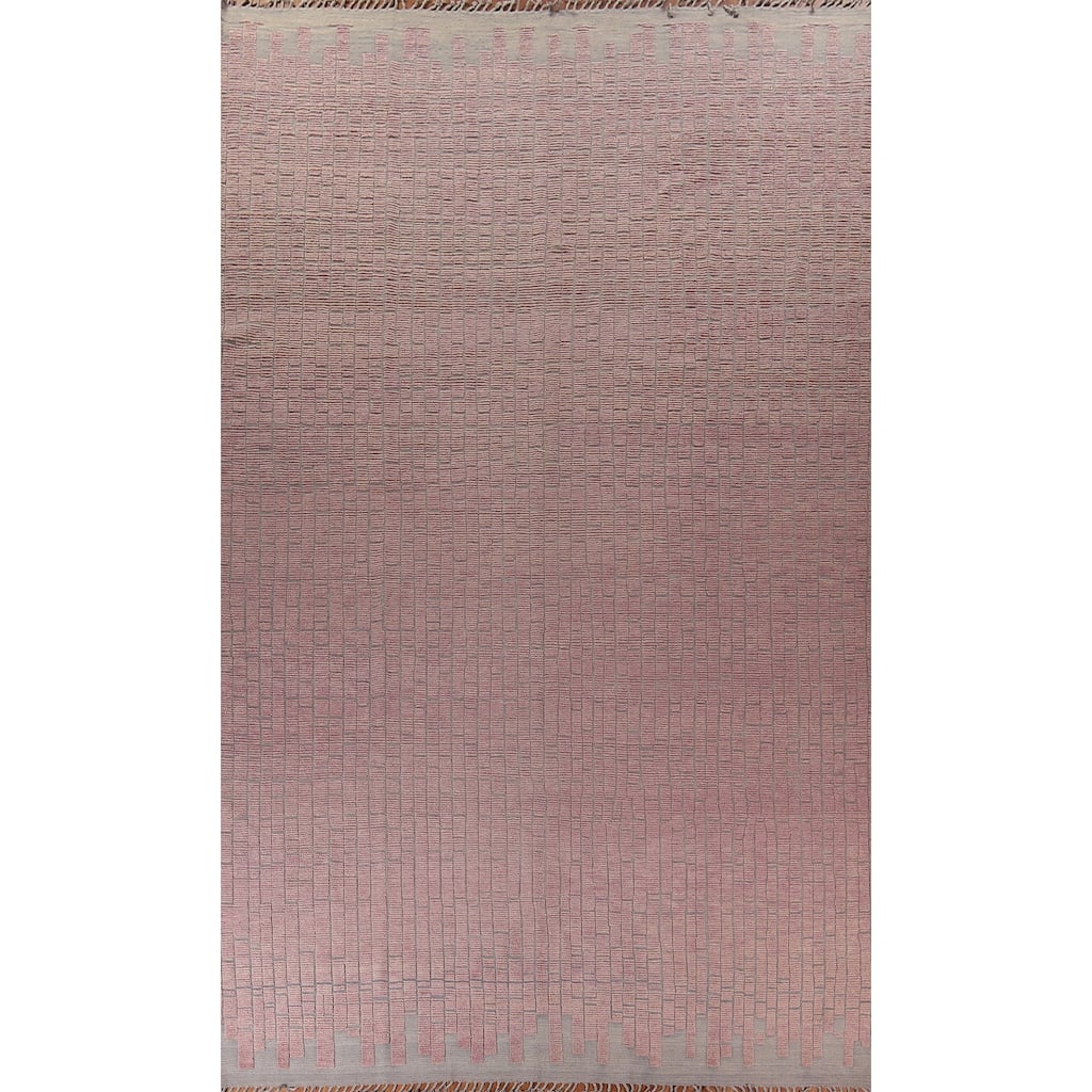 All-Over Pink Moroccan Oriental Large Area Rug Handmade Wool Carpet - 11'8"x 17'9"