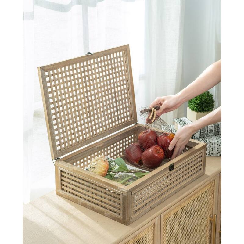 Woven Bamboo Decorative Box - 18.5" - Brown