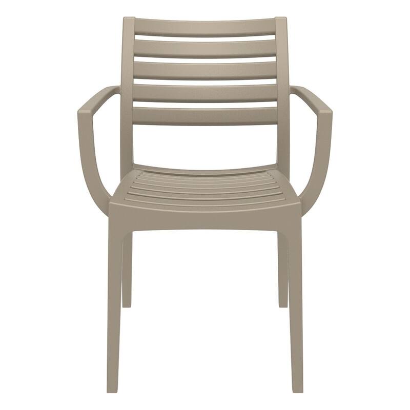 33" Taupe Brown Stackable Outdoor Patio Dining Arm Chair