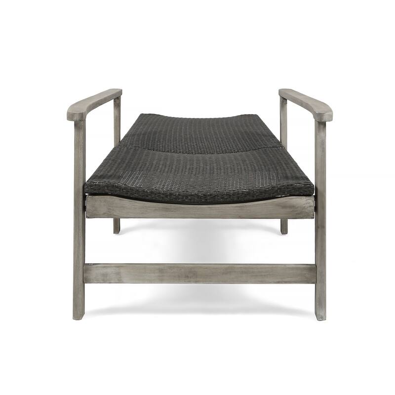 Hampton Outdoor Rustic Acacia Wood Chaise Lounge with Wicker Seating (Set of 2) by Christopher Knight Home