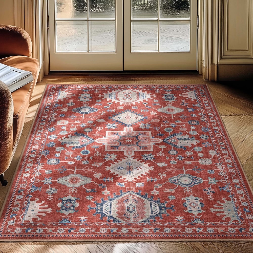 Well Woven Apollo Serapi Delhi Floral Medallion Low Pile Easy Care Rug