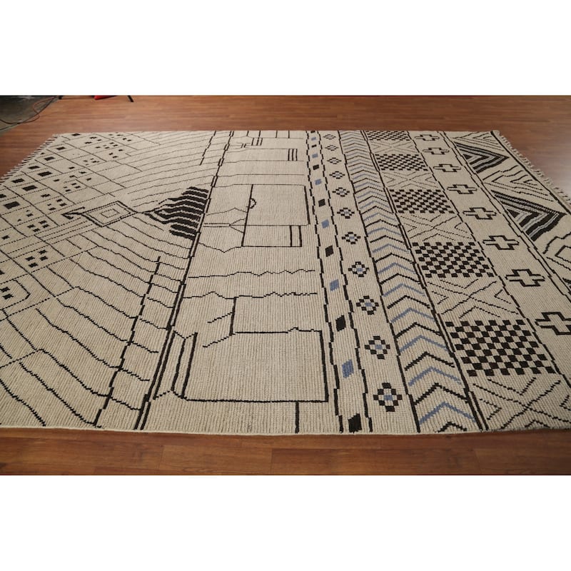 Trellis Moroccan Oriental Area Rug Handmade Wool Carpet - 8'9"x 12'3"