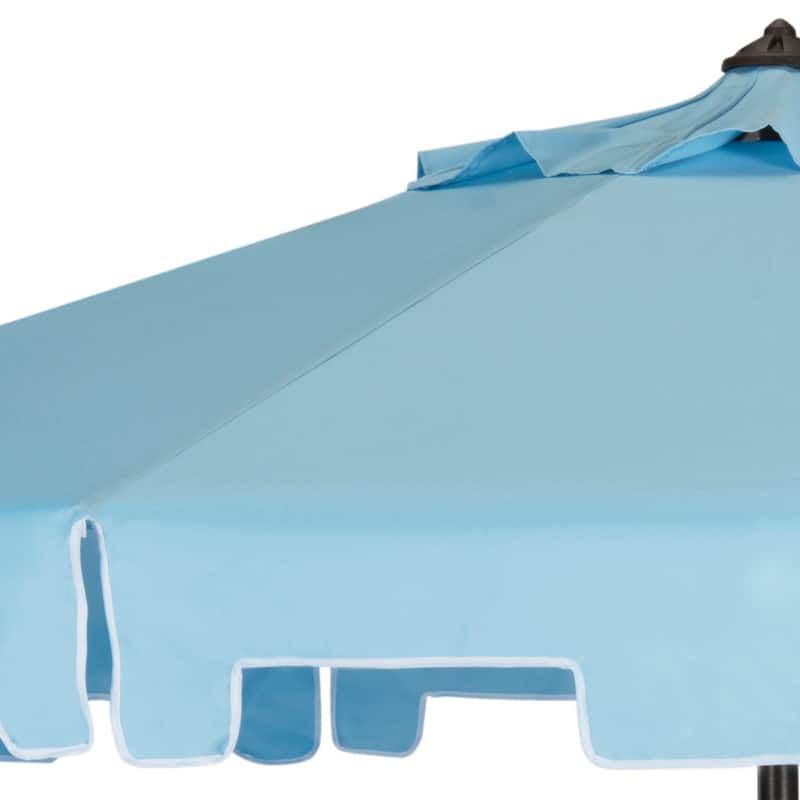 SAFAVIEH Sinica Aluminum Tilt And Crank 9-Foot Crank Market Patio Umbrella with Flap