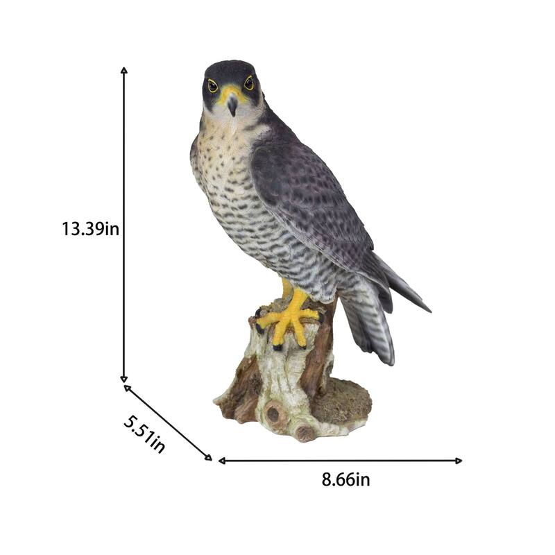 Peregrine Falcon Standing on Branch Outdoor Garden Statue - 13.25"