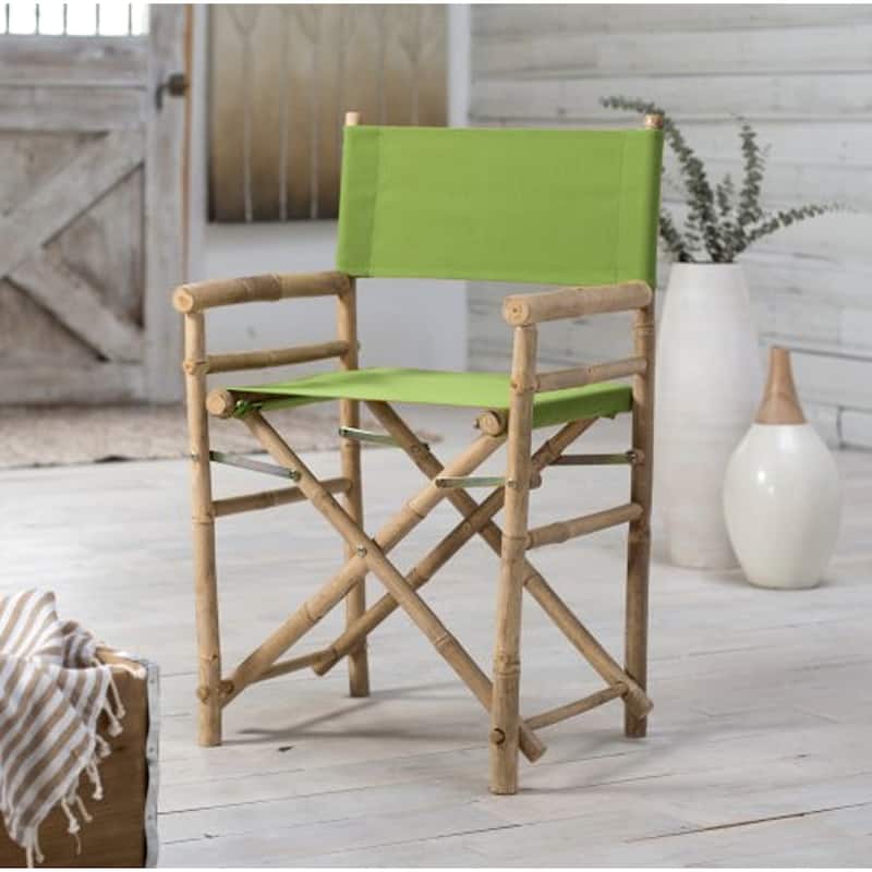 Set of 2 Handmade Bamboo Directors Chairs with Canvas Seating