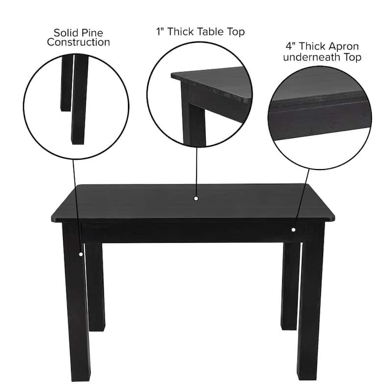 46" x 30" Rectangular Antique Rustic Solid Pine Farm Dining Table