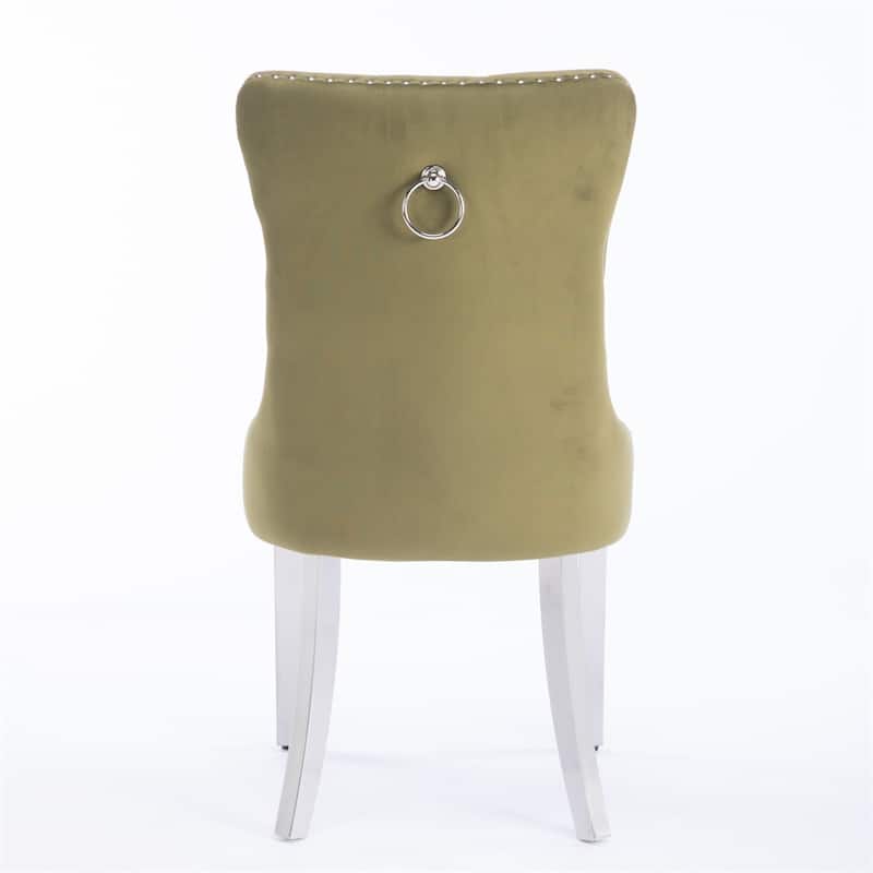 High-end Tufted Solid Wood Velvet Upholstered Dining Chair- Set of 2