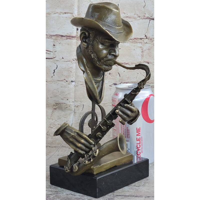 Signed Sax Saxophone Player Salutes Jazz And Rhythm And Blues Bronze Sculpture