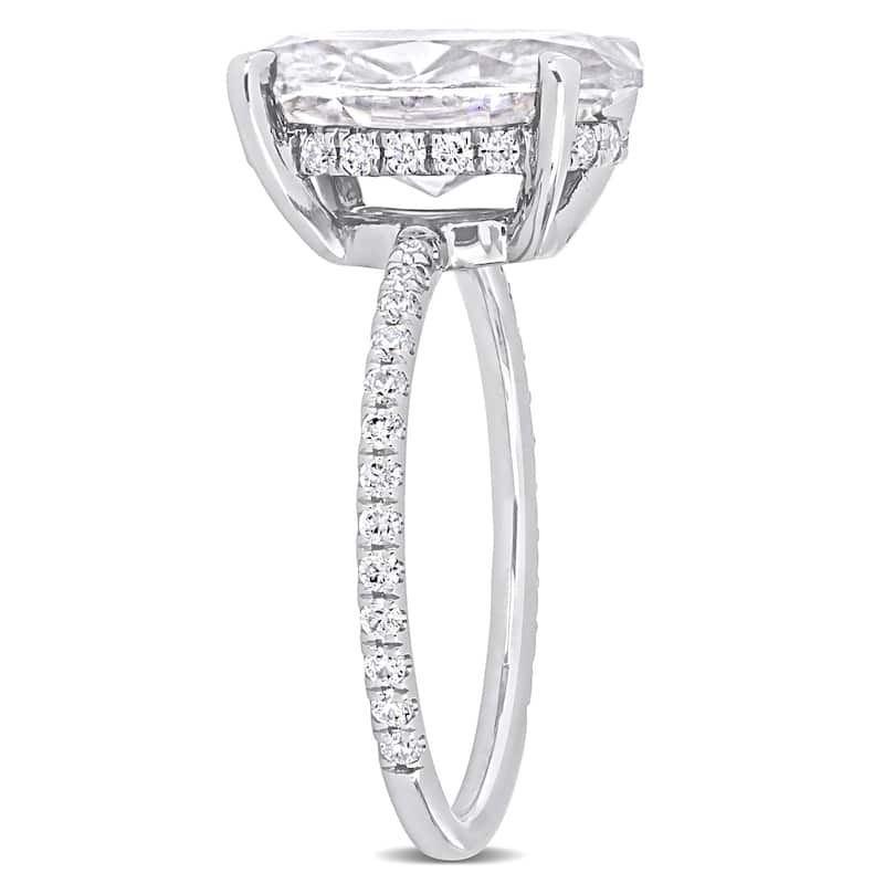 Miadora 4 7/8ct DEW Oval Created Moissanite Engagement Ring in 10k White Gold