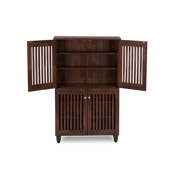 Shop Lucerne 4 Door Oak Brown Wooden Entryway Shoes Storage
