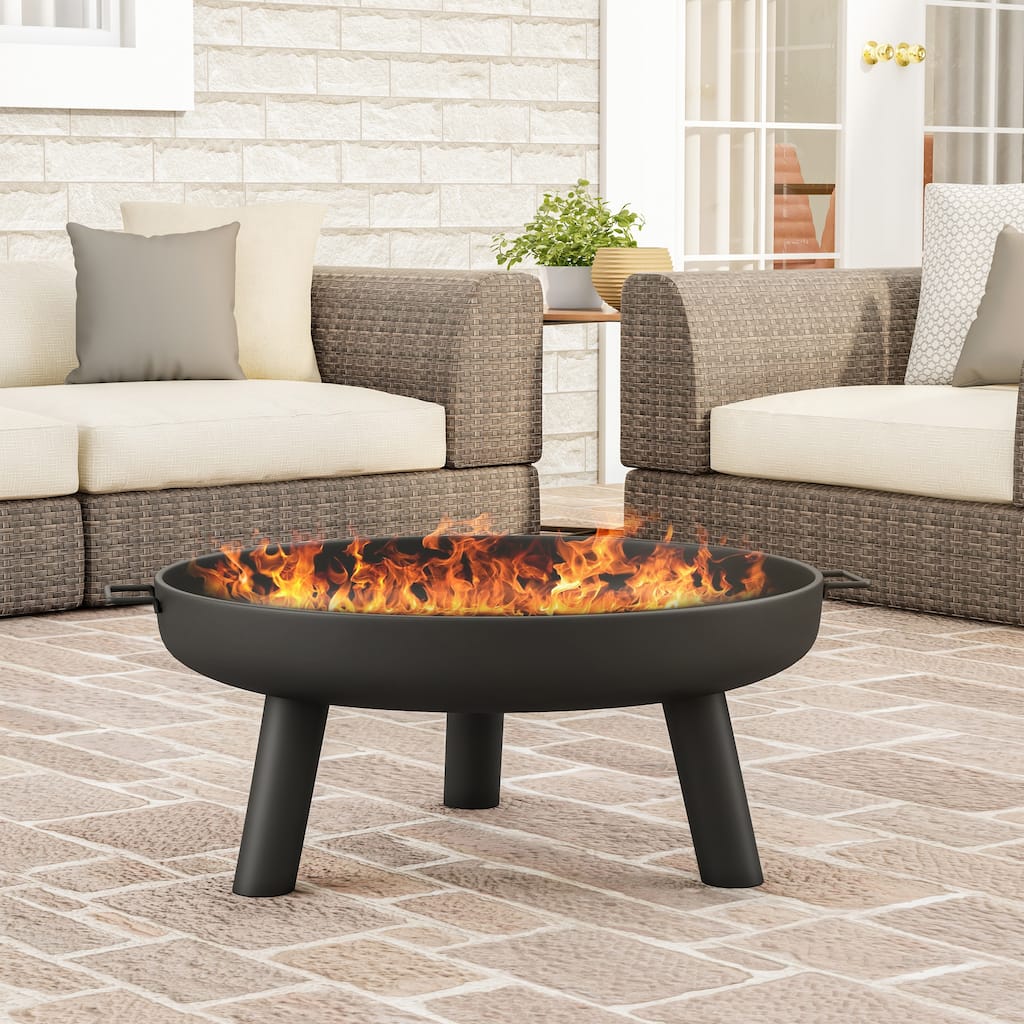 Pure Garden Black Steel 27.5" Wood Burning Outdoor Fire Pit - 27.55 x 27.55 x 13.5