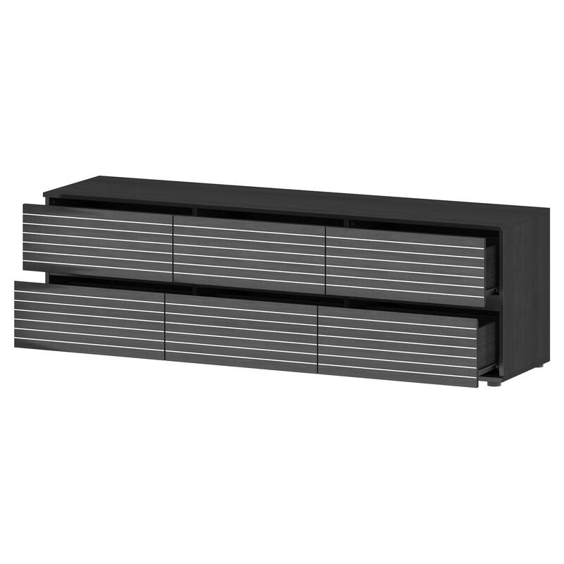 63" Multipurpose 6-Drawer Dresser and Television Stand Enertainment